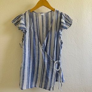 Striped Wrap Blouse